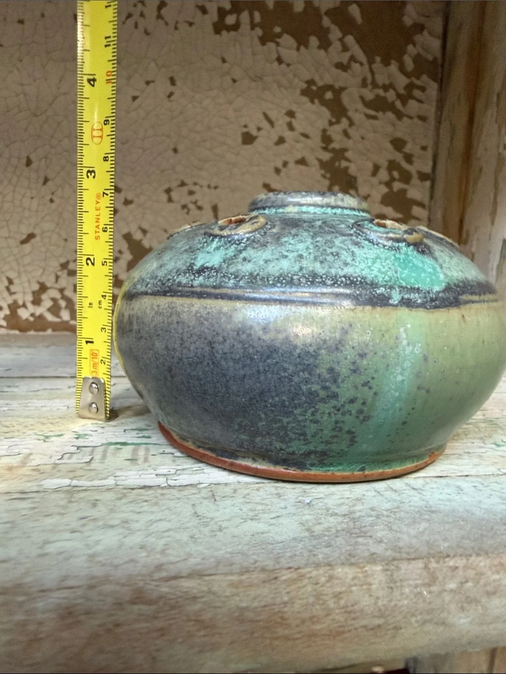 🌿New Handcrafted Beautiful Green Ceramic Flower Frog Vase